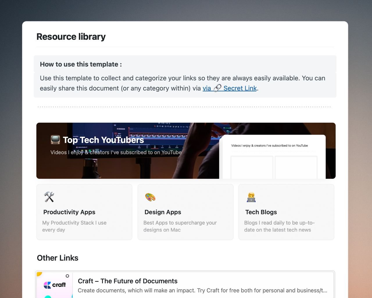 Resource Library template in Craft