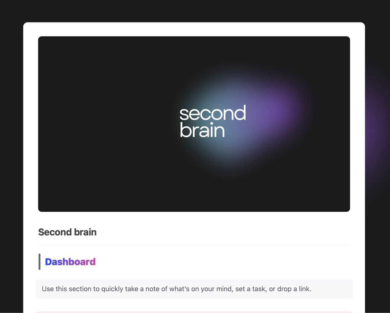 Second brain template in Craft