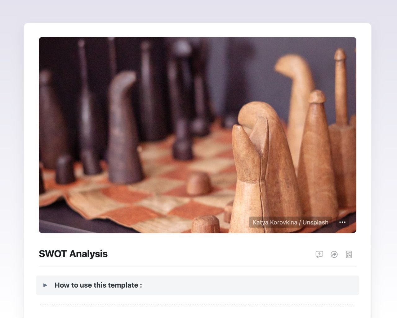 SWOT analysis template template in Craft