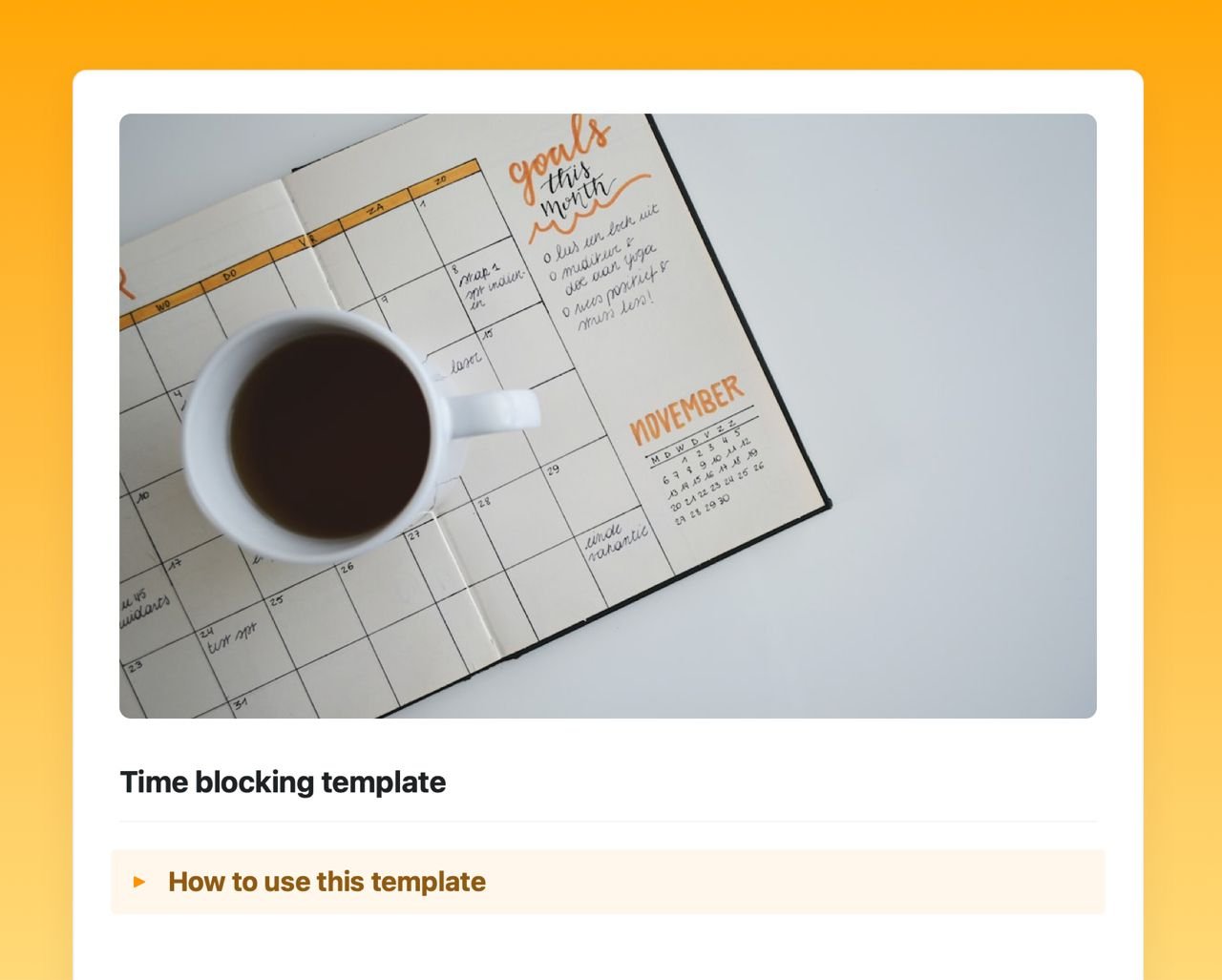 time-blocking template in craft