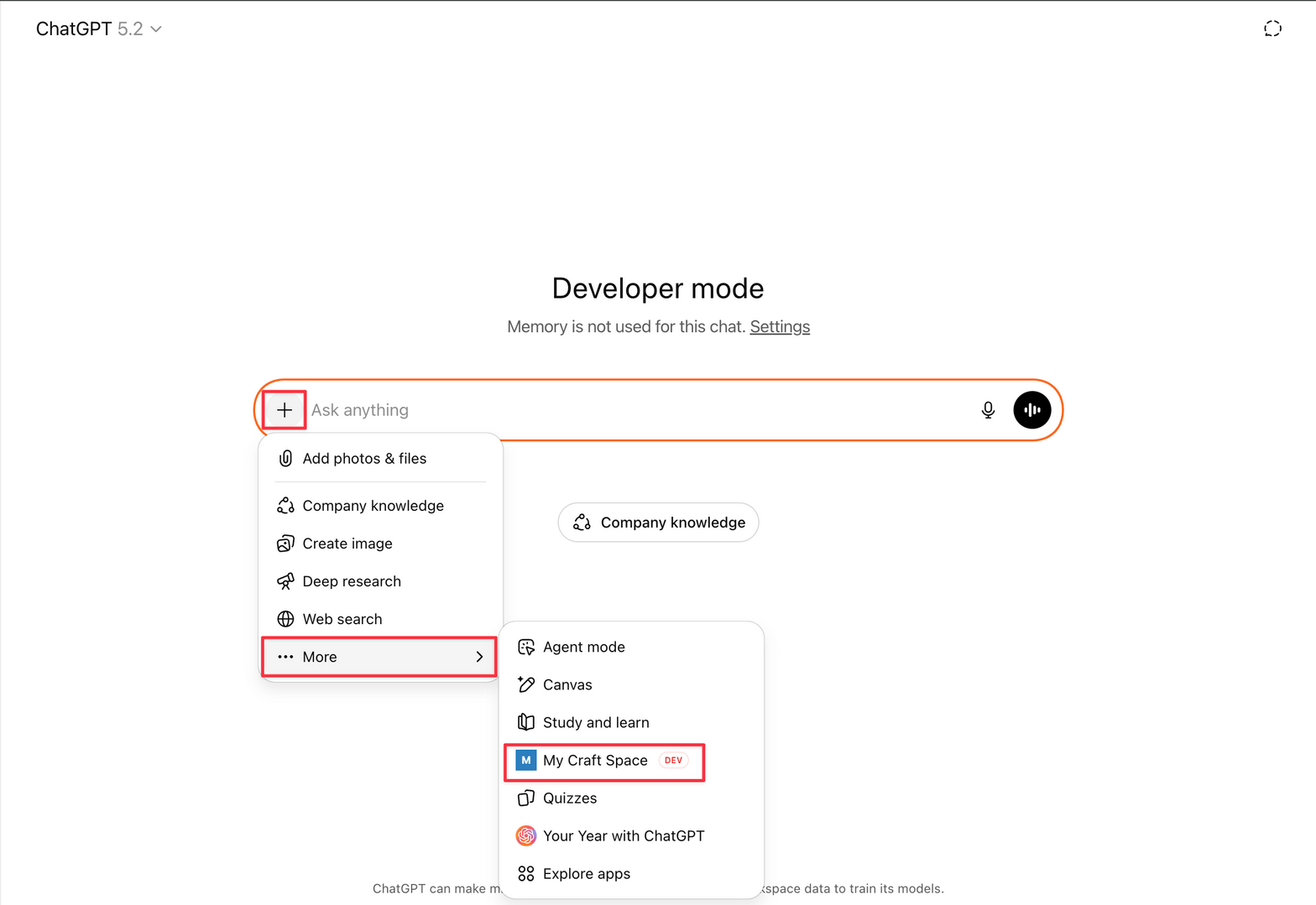 Enable the app in the chat