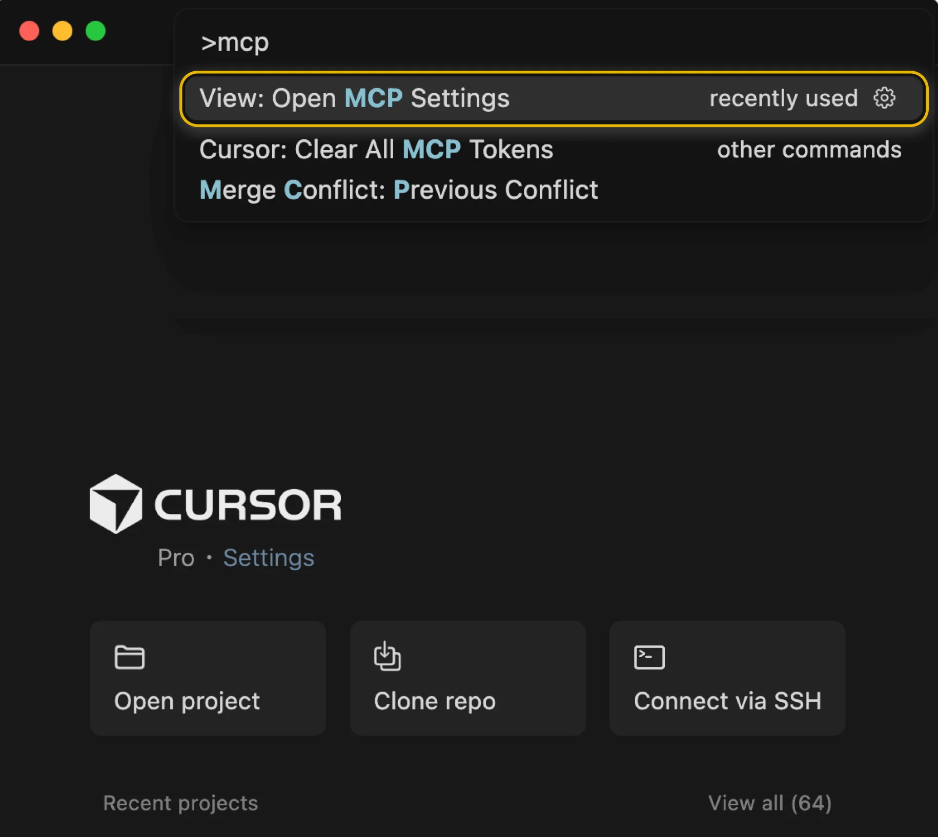 Go to Cursor’s MCP Settings