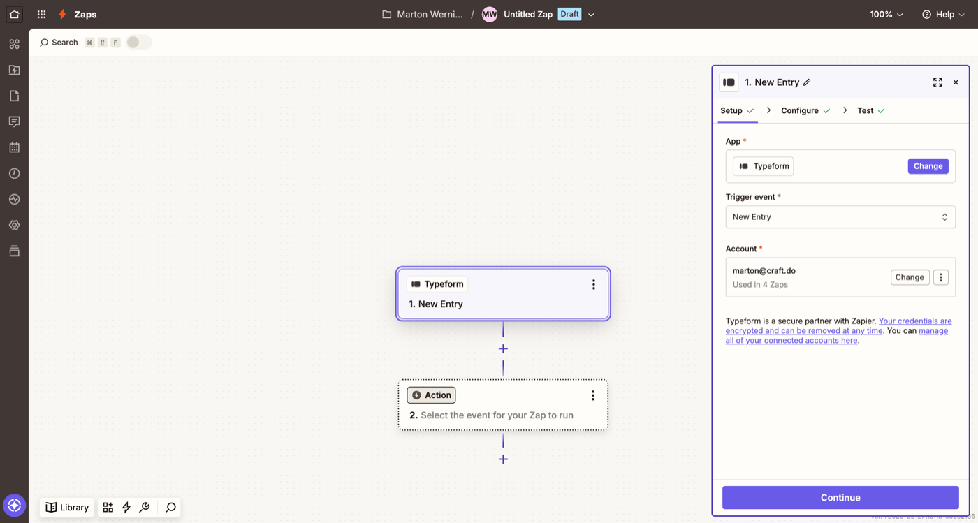 Select Custom Request in Webhooks by Zapier