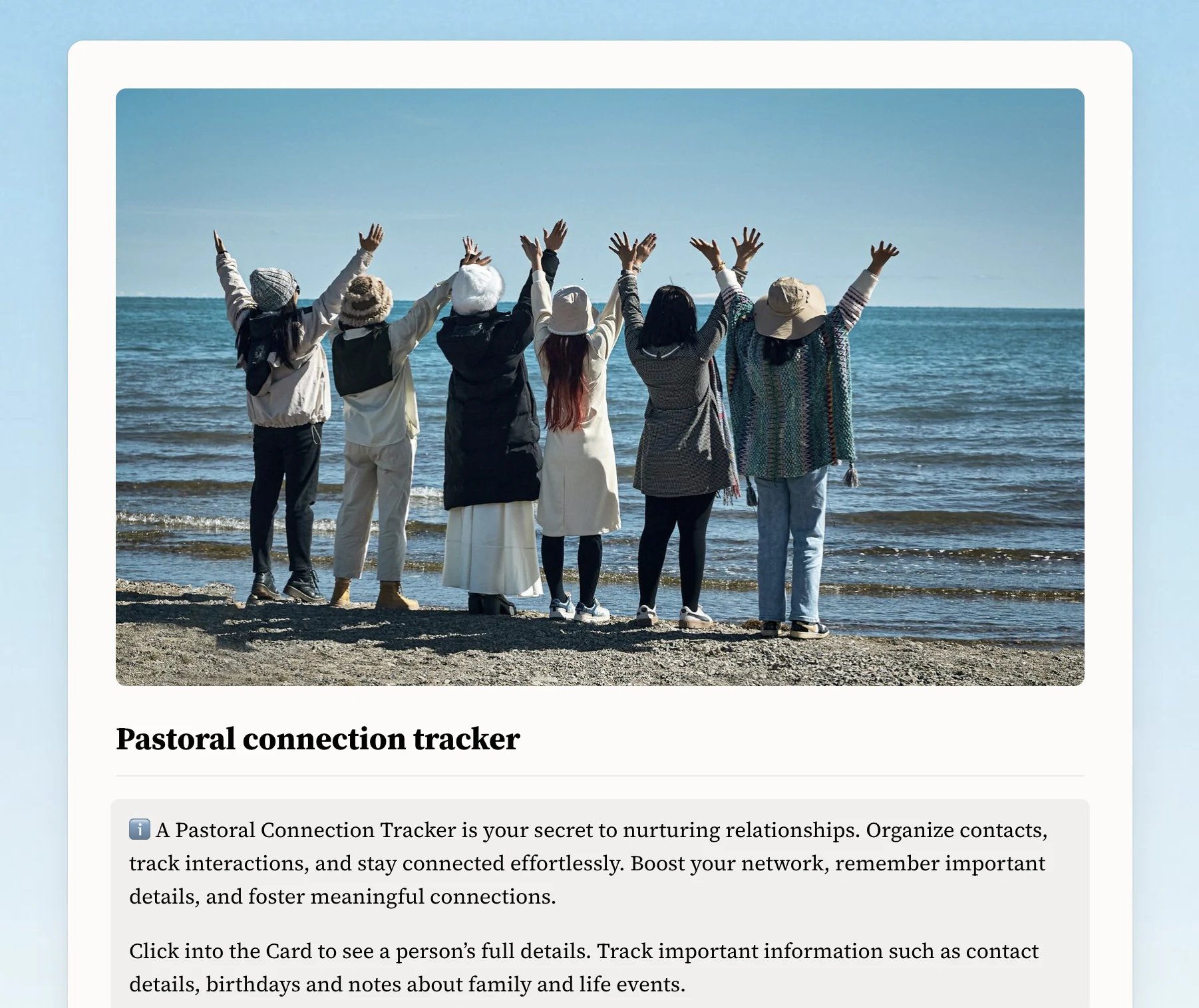 Craft Free Template: Pastoral connection tracker