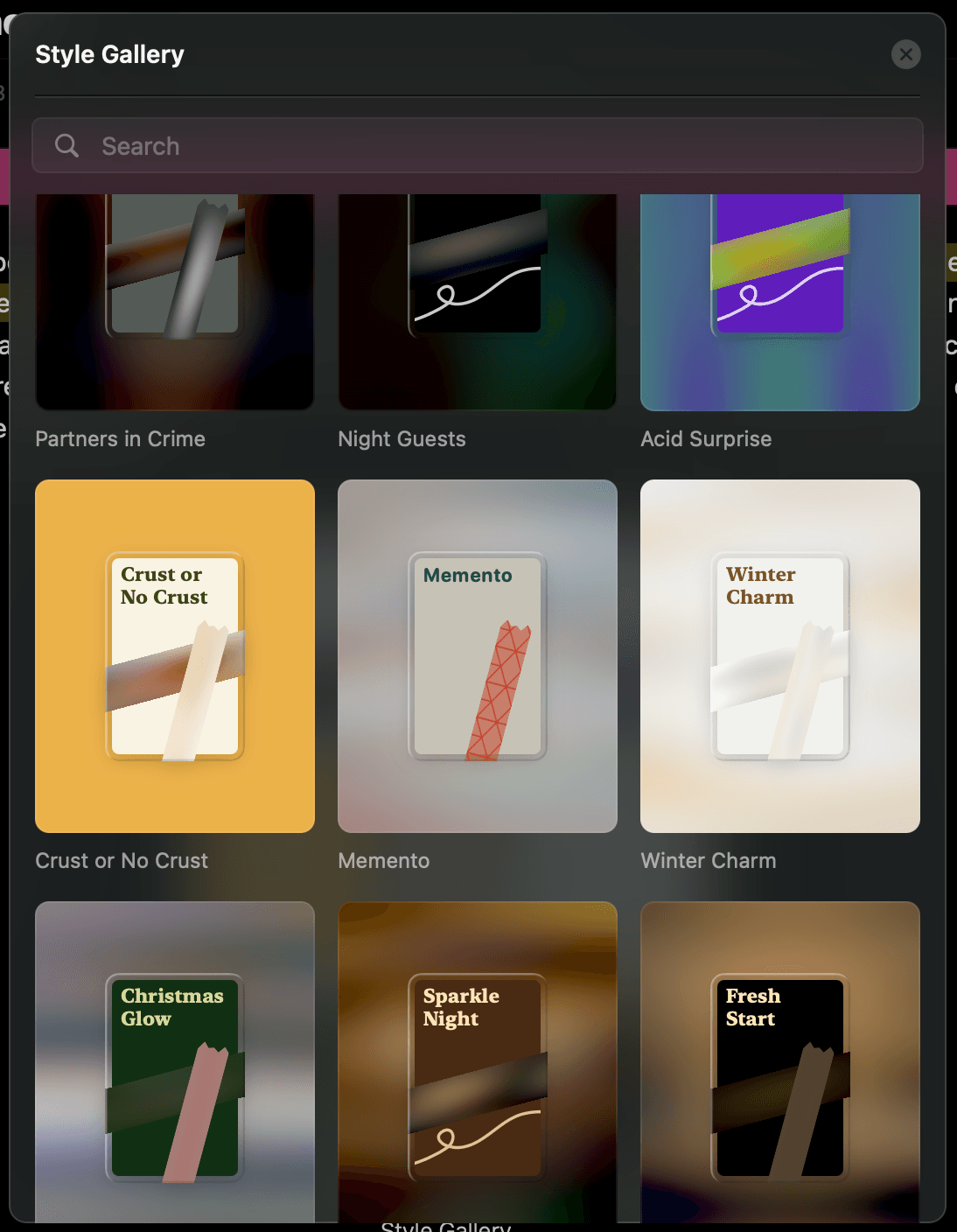 Style Gallery with Placeholders