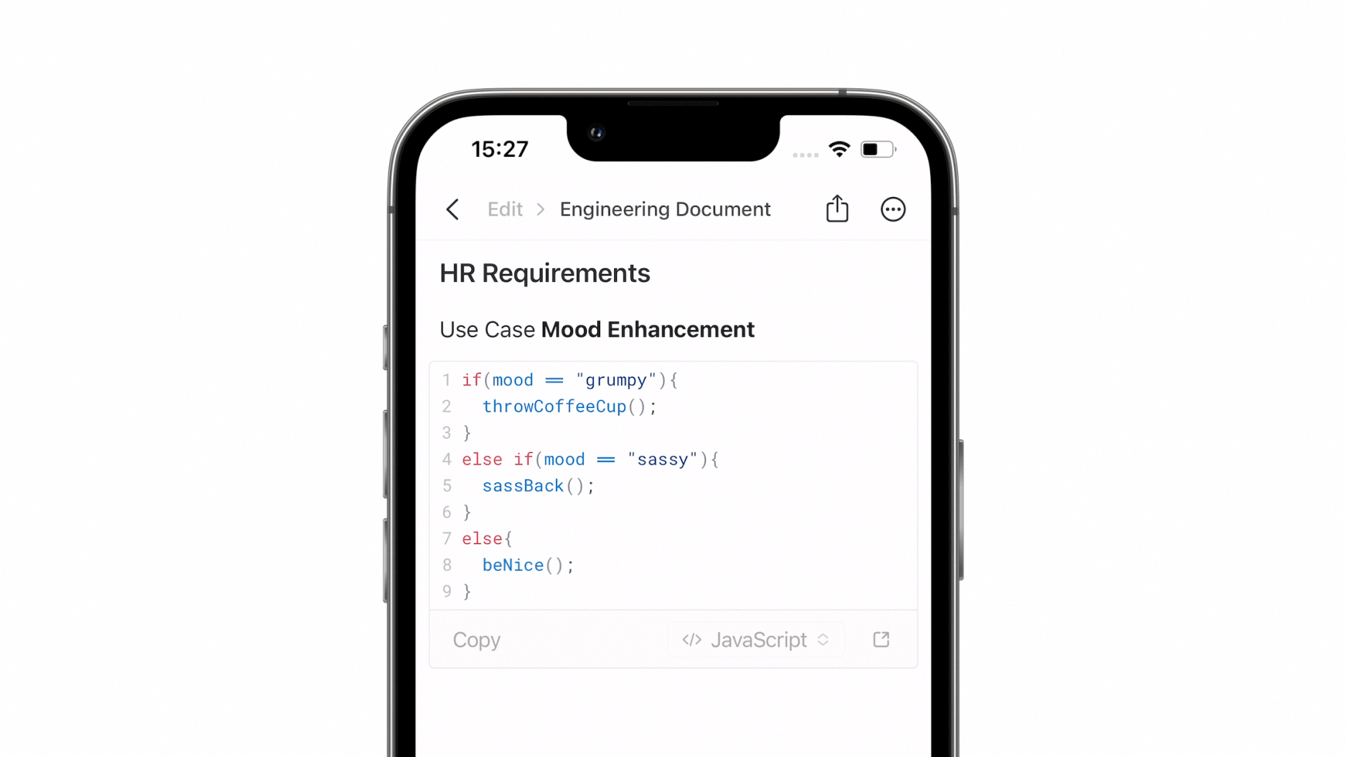 Smartphone showing you can edit code on mobile